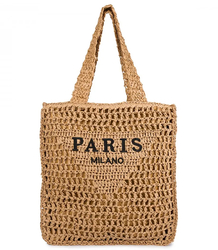 Large plaid shoper bag with fashion statement PARIS