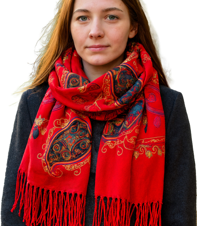 Women's scarf with floral ornament stylish