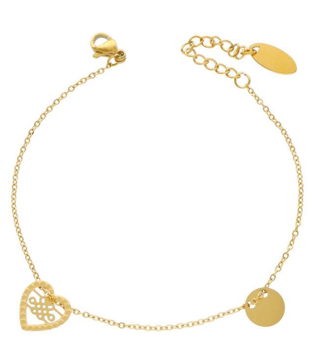 Gold heart bracelet, circle Gift