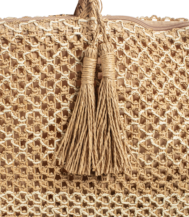 Large basket, summer bag, soft woven handbag with tassel