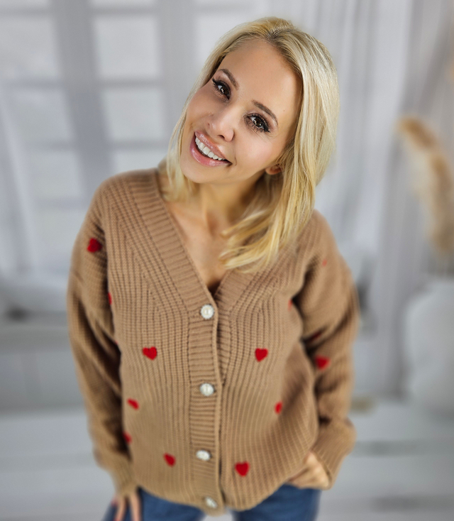 Warm and cozy women's sweater with hearts for autumn SUMMER