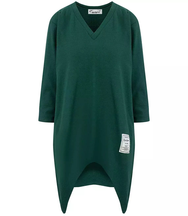 Oversize sweatshirt blouse with asymmetric bottom