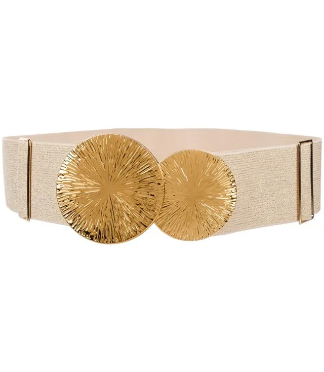 Braided women's belt with large buckle