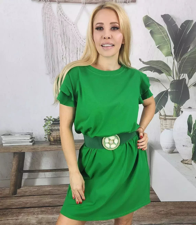 Cotton simple dress with frills