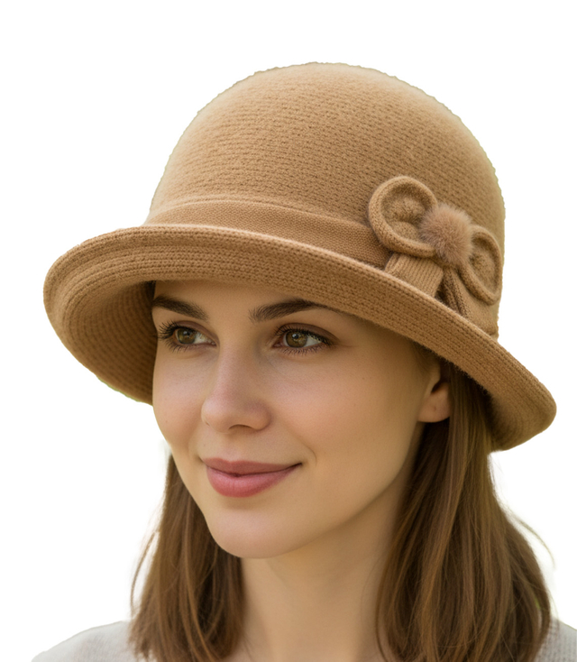Women's cloche hat with bow