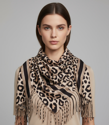 Fashionable scarf panther scarf elegant scarf with tassels