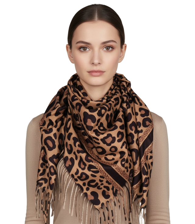 Fashionable scarf panther scarf elegant scarf with tassels