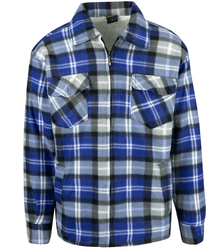 Warm fleece checked men's shirt insulated with faux fur