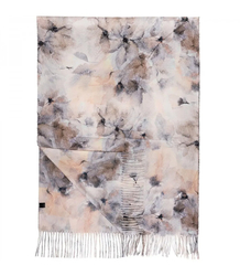 Women's scarf with floral motif and tassels elegant