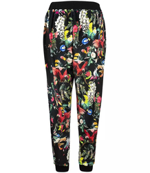 Suede sweatpants with a colorful print