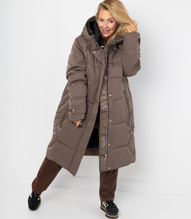 Long winter quilted coat warm jacket SUZANA