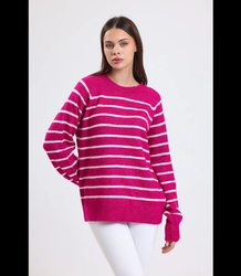 Warm women's fashionable striped sweater ANNA
