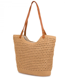 Stylish boho handbag with plaid and linen interior