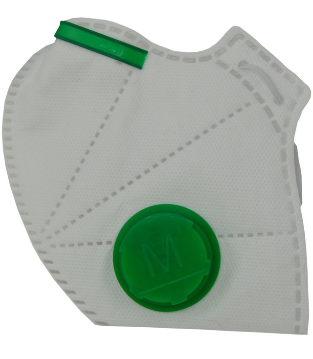 Folding protective mask FFP1 with a valve