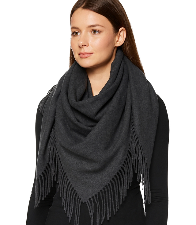 One-color shawl shlik scarf with fringe GRACE