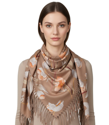 Elegant floral shawl scarf with tassels