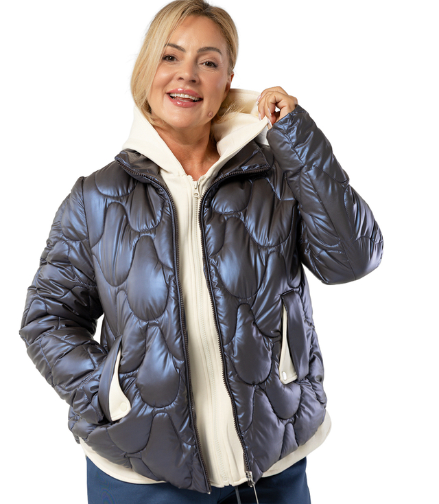 Quilted jacket with pearl sheen and tracksuit inserts ARIA