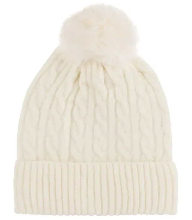 Warm women's cap with pom-pom autumn winter monochrome hat