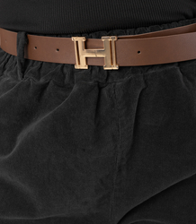 Corduroy chinos pants with belt CITY SOFT