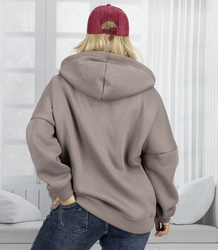 Warm women's sweatshirt one-color basic with hood BROOKLYN