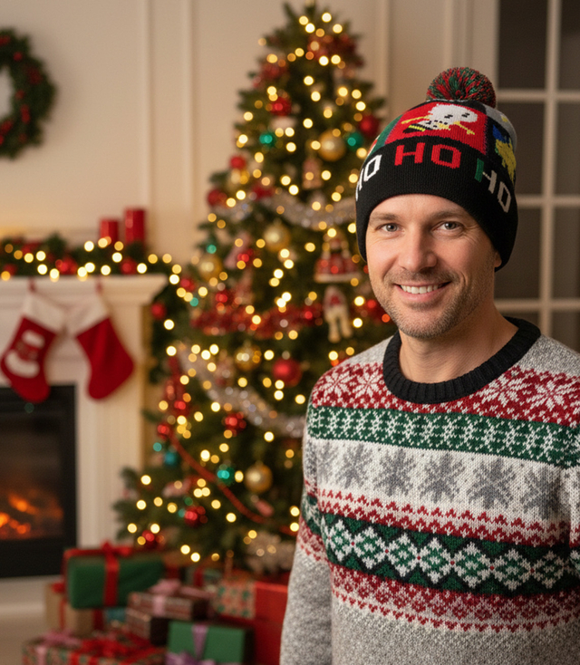 Winter Christmas hat with pom-pom - perfect for preze