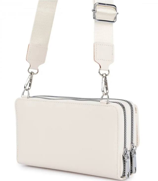 Small rectangular mini clutch bag, 2 compartments, 2 straps