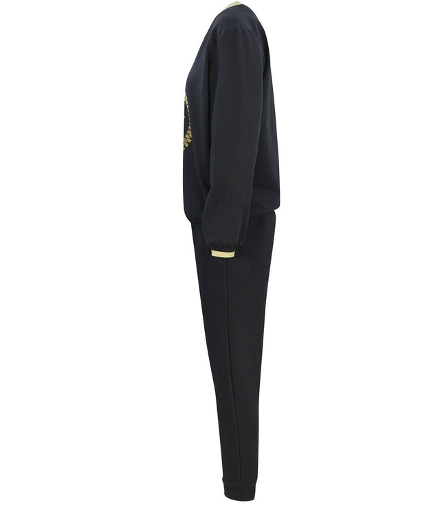 CZARNY dres spodnie BLUZA Złoty nadruk LAZY DAY