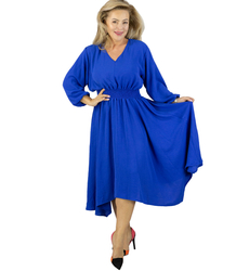 ADELE midi dress with elastic waist and v-neckline