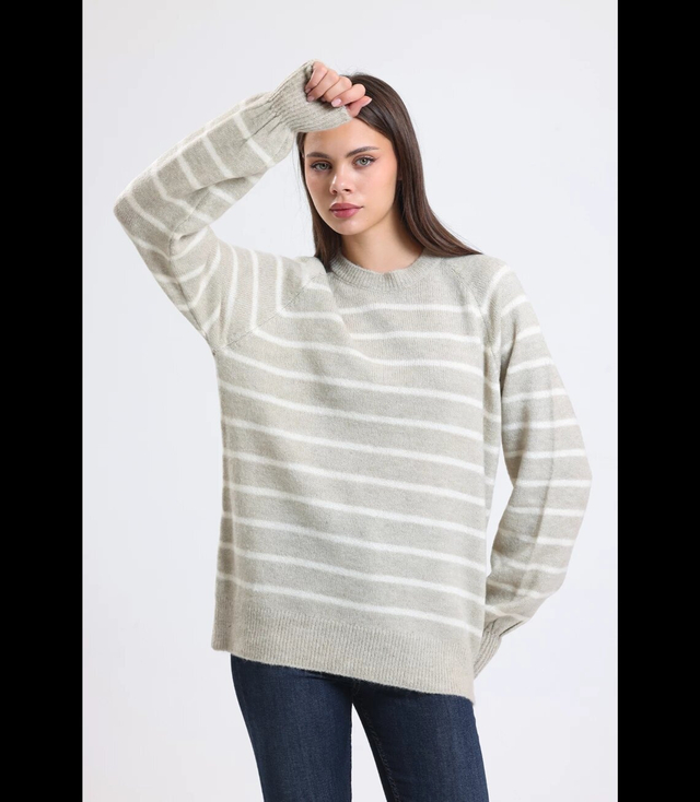 Warm women's fashionable striped sweater ANNA