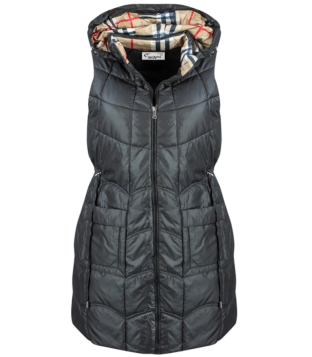 Women's sleeveless plus size vest with check STELLA