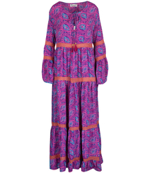 Long, airy ethnic dress with colorful patterns, MILANO silk