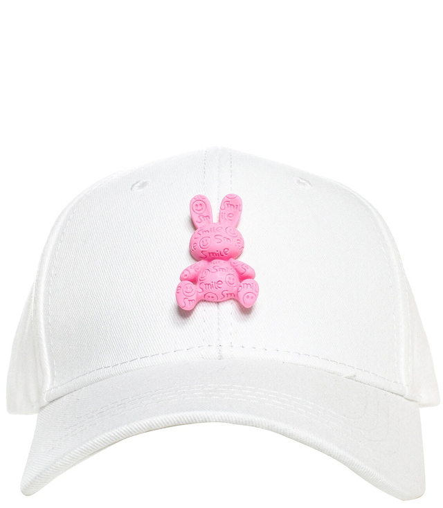 Children's baseball cap decorated with plastic bunny