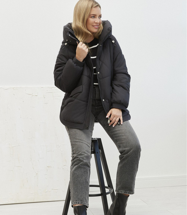 Women's quilted winter jacket with hood KORNELIA