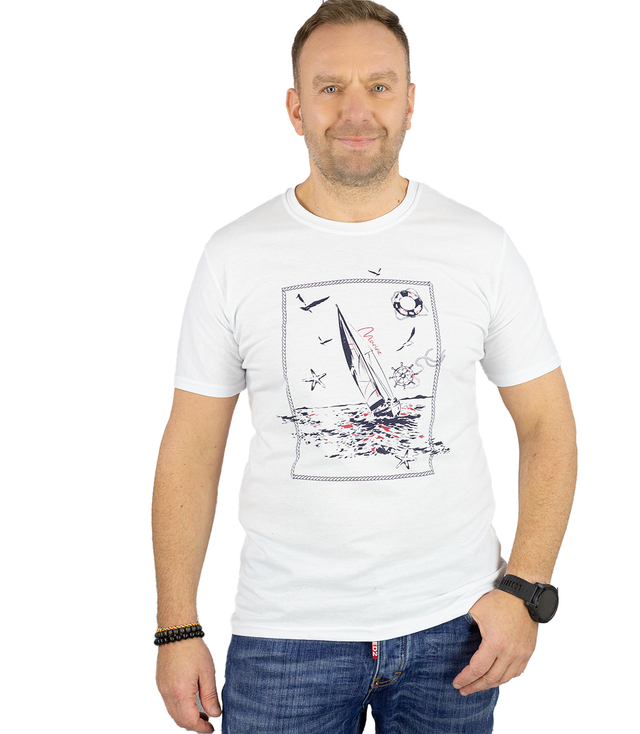 Męski t-shirt koszulka krótki rękaw z marynistycznym motywem