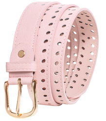 Women's eco leather belt with decorative holes 3 cm