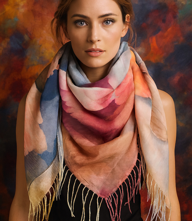 Kwiatowa chusta damska lekka – elegancka apaszka 100x100