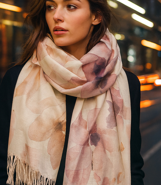 Women's floral pattern scarf 180x70