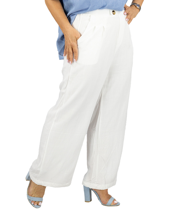 Wide women's pants with darts viscose and linen ANISA