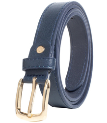 Smooth women's eco leather belt with gold buckle 2.3 cm