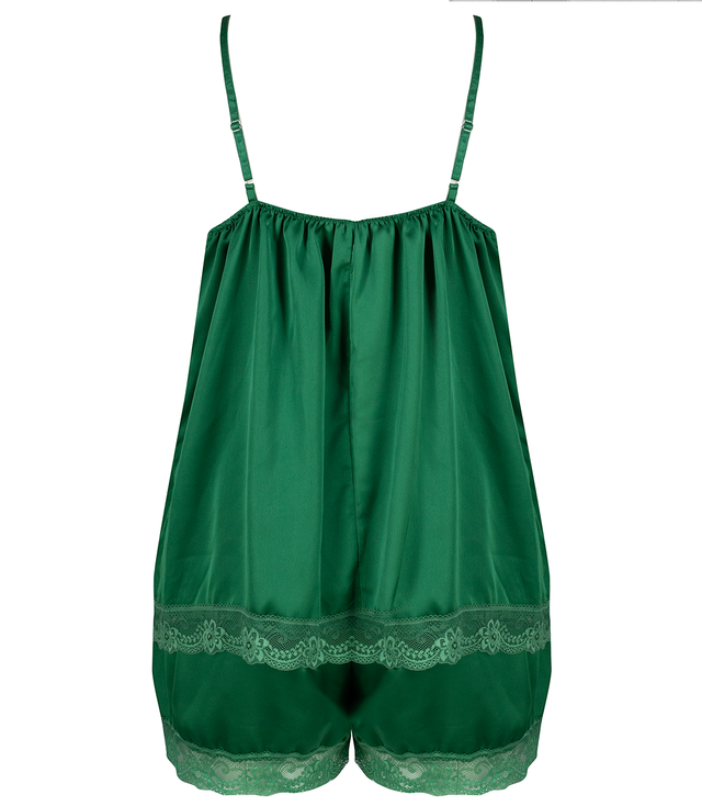 Satin pajama set with lace shorts top petticoat