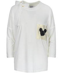 Fashionable simple blouse with gold pocket ribbon