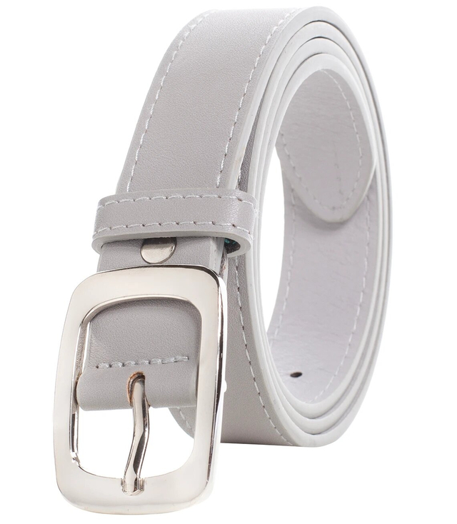 Smooth women's eco leather belt with silver buckle 3 cm