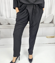 Elegant loose envelope pants with waist tie CLARA