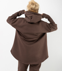 Women's sweatshirt with longer back and ribbed hem VERONICA