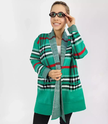 WARM Sweater. Checkered cardigan overlay