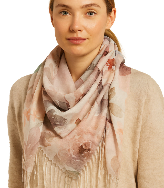 Women's scarf with floral pattern 100x100