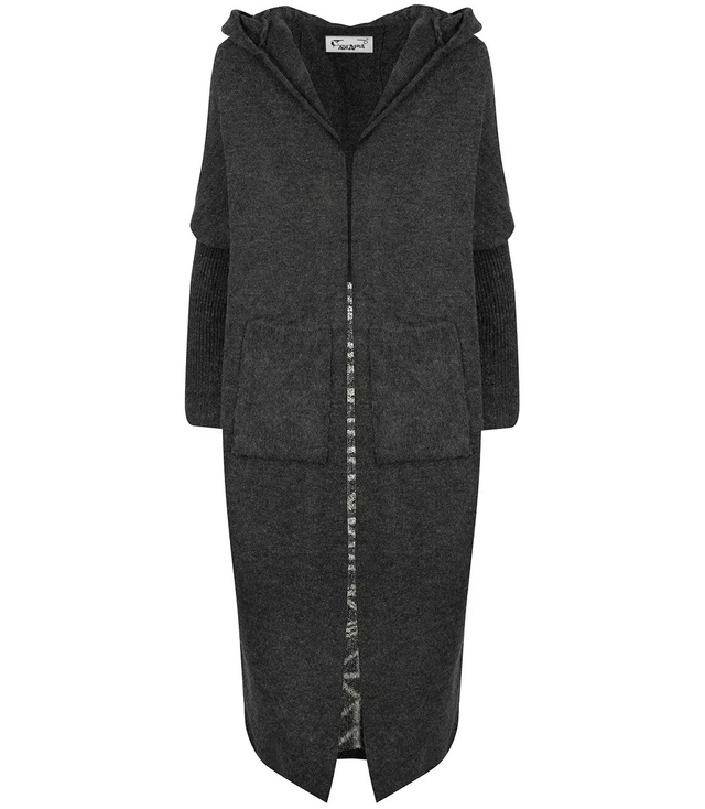 Long cardigan sweater with wool NEVER LOOK BACK