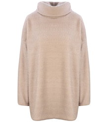 Luźny sweter z golfem puszysty ciepły GOLF