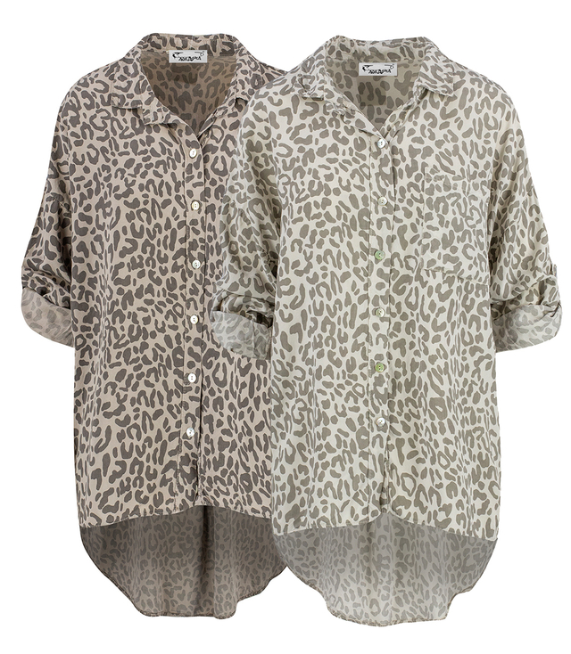 Long shirt shirt with leopard print PAMELA