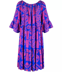 Short boho frill midi dress DALIDA